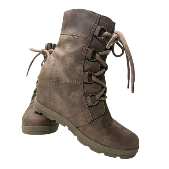 Brown Wedge Lace Up Ankle Boot Size 6.5 - Picture 11 of 14